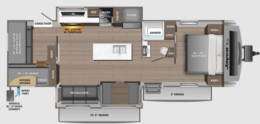 View 2024 Jayco White Hawk 32QBH complete specs and manufacturer brochures