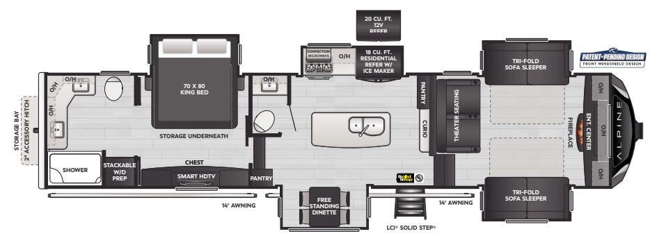 View 2024 Keystone Alpine 3700FL complete specs and manufacturer brochures