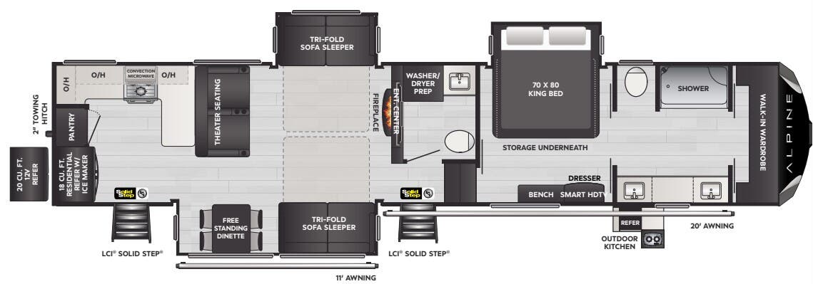 View 2024 Keystone Alpine 3910RK complete specs and manufacturer brochures