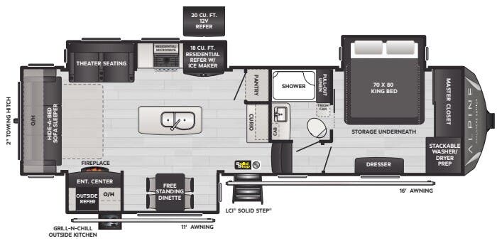 View 2024 Keystone Alpine Avalanche Edition 302RS complete specs and manufacturer brochures
