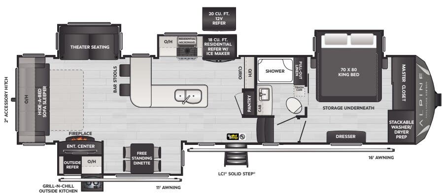 View 2024 Keystone Alpine Avalanche Edition 338GK complete specs and manufacturer brochures