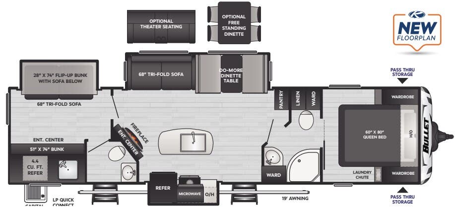 View 2024 Keystone Bullet Premium 330BKQ complete specs and manufacturer brochures