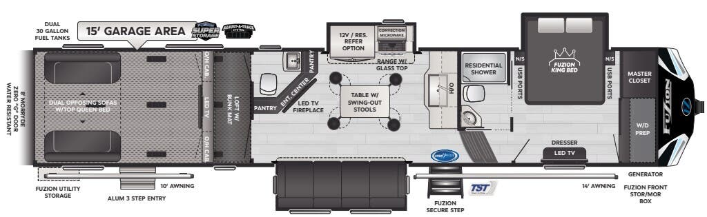 View 2024 Keystone Fuzion 419 complete specs and manufacturer brochures