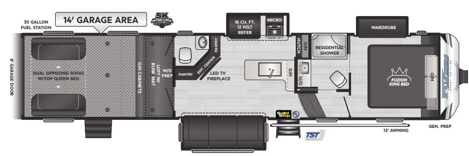 View 2024 Keystone Fuzion Impact 367 complete specs and manufacturer brochures