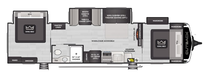 View 2024 Keystone Outback 343DB complete specs and manufacturer brochures