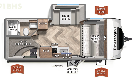 View 2024 Palomino PaloMini 191BHS complete specs and manufacturer brochures