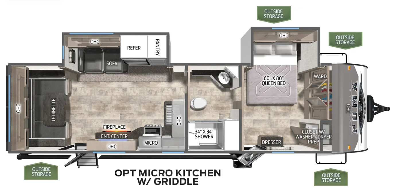 View 2024 Palomino Puma 29RDBS complete specs and manufacturer brochures
