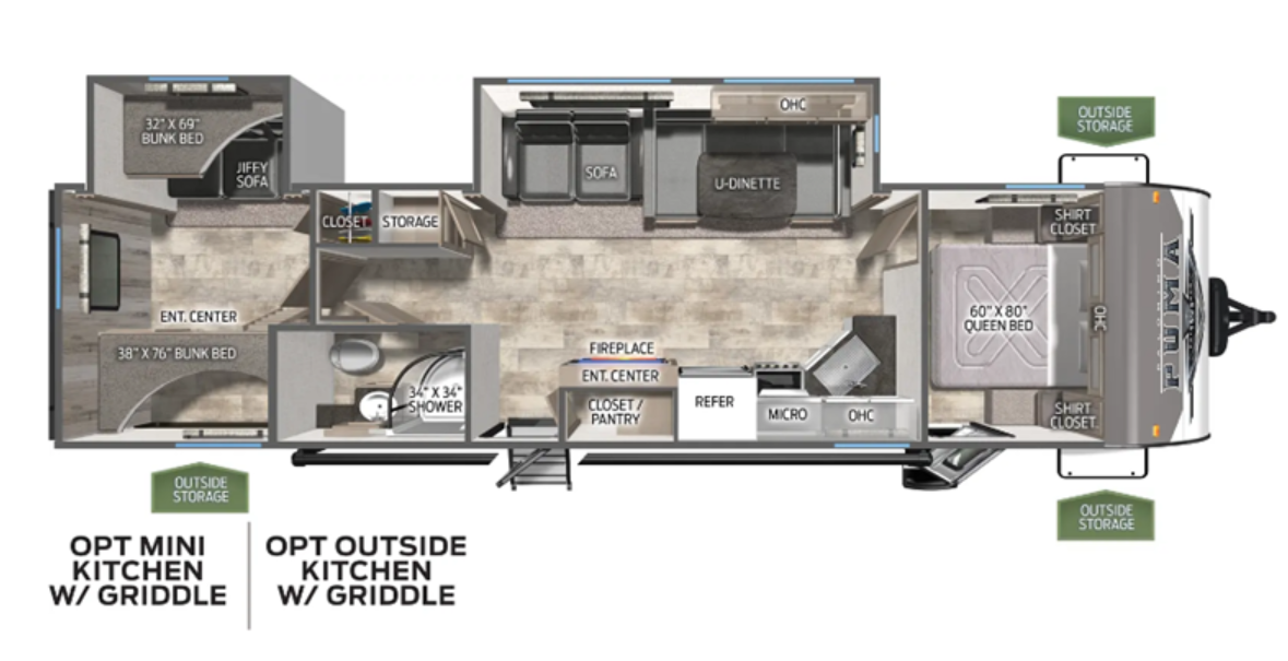 View 2024 Palomino Puma 31QBBH complete specs and manufacturer brochures