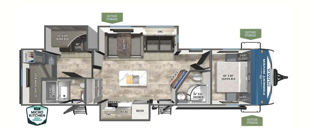 View 2024 Palomino Puma 32BH2B complete specs and manufacturer brochures