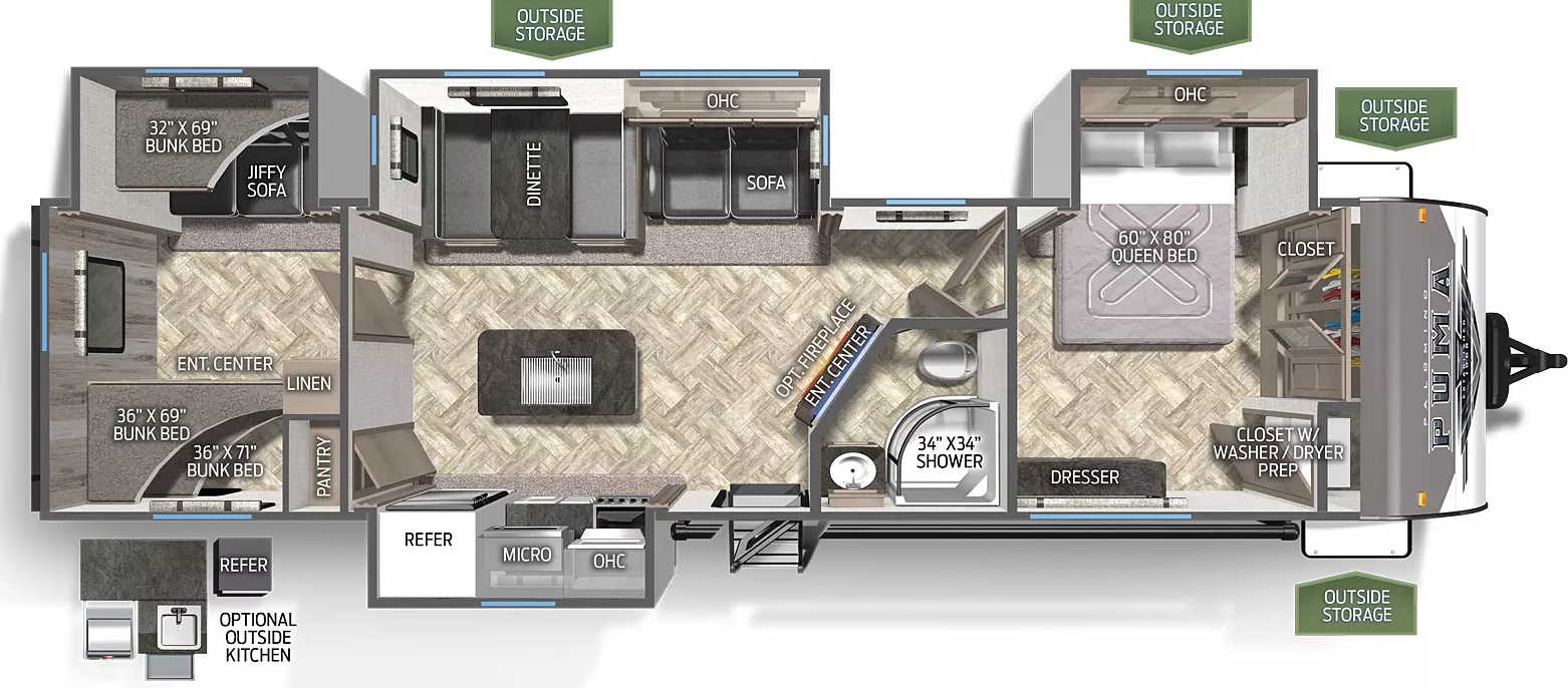View 2024 Palomino Puma 32BHFS complete specs and manufacturer brochures