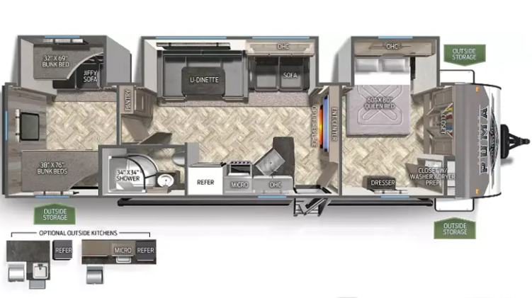 View 2024 Palomino Puma 32RBFQ complete specs and manufacturer brochures