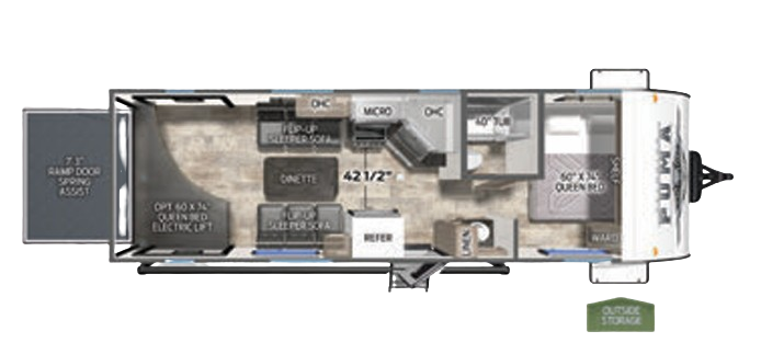 View 2024 Palomino Puma Unleashed 25TH complete specs and manufacturer brochures