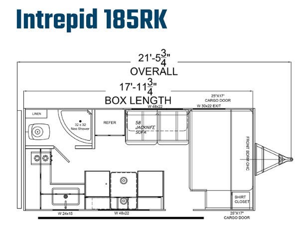 View 2024 Riverside RV Intrepid 185RK complete specs and manufacturer brochures