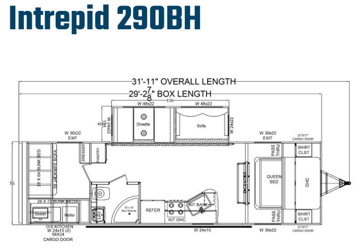 View 2024 Riverside RV Intrepid 290BH complete specs and manufacturer brochures