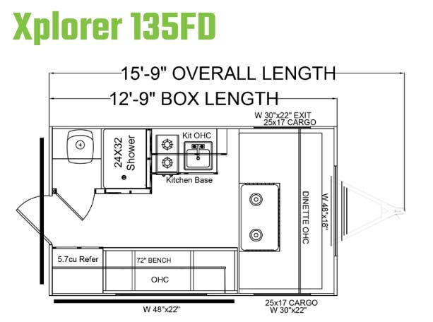 View 2024 Riverside RV Xplorer 135FD complete specs and manufacturer brochures