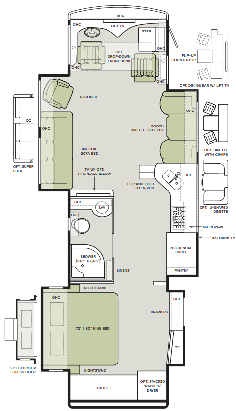 View 2024 Tiffin Allegro Red 33 AA complete specs and manufacturer brochures