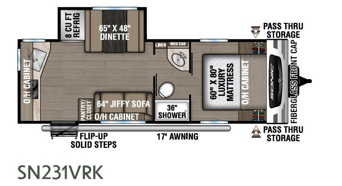 View 2024 Venture RV Sonic SN231VRK complete specs and manufacturer brochures