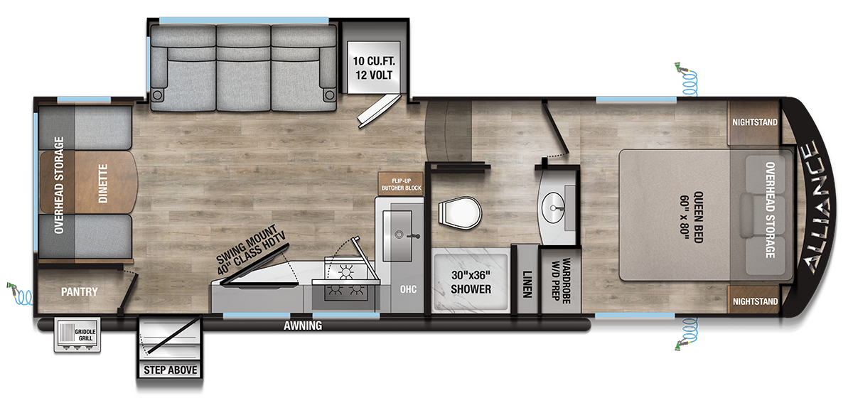 View 2025 Alliance RV Avenue 26RD complete specs and manufacturer brochures