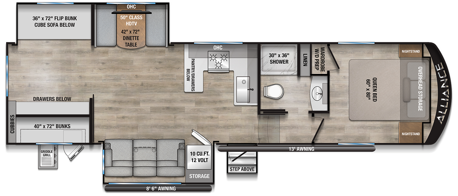 View 2025 Alliance RV Avenue 30BH complete specs and manufacturer brochures