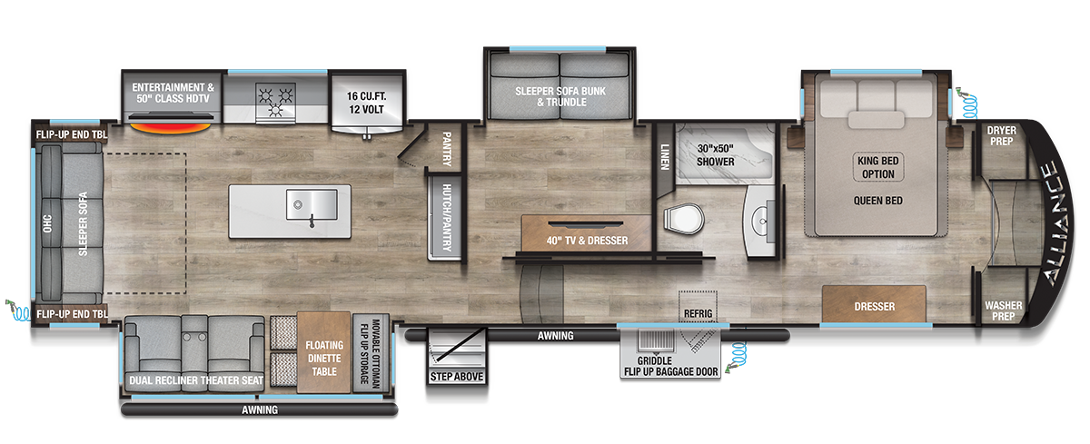 View 2025 Alliance RV Avenue 39MBR complete specs and manufacturer brochures