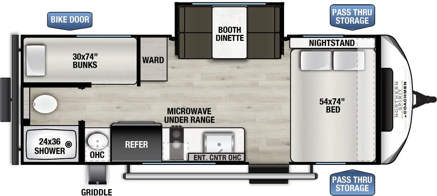 View 2025 Coachmen Northern Spirit Bijou 19BHB complete specs and manufacturer brochures