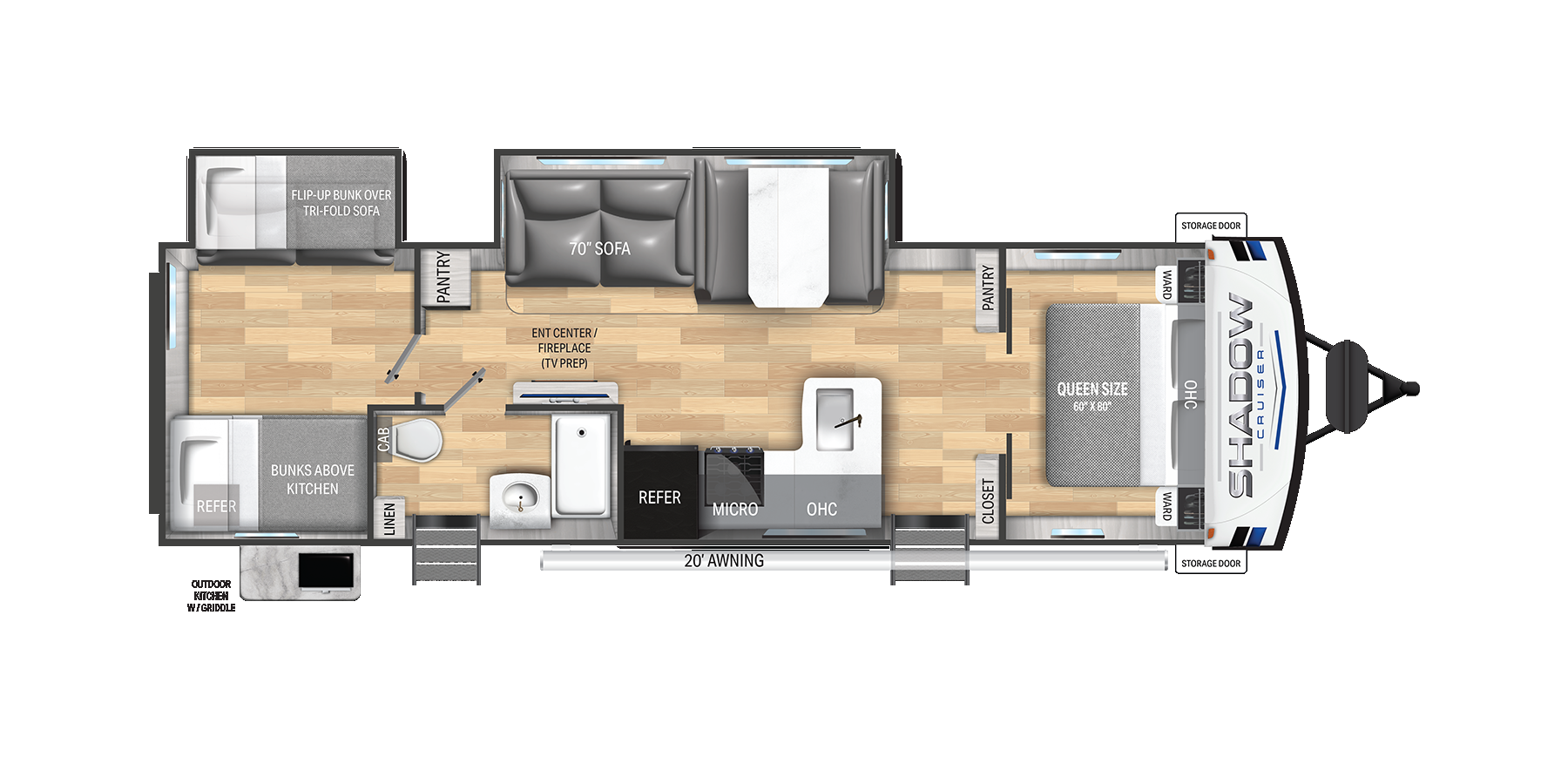 View 2025 Cruiser RV Shadow Cruiser 330BHS complete specs and manufacturer brochures