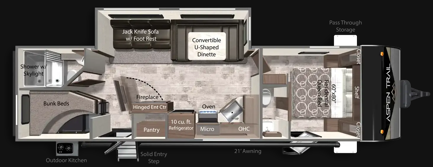 View 2025 Dutchmen Aspen Trail 3020BHS complete specs and manufacturer brochures