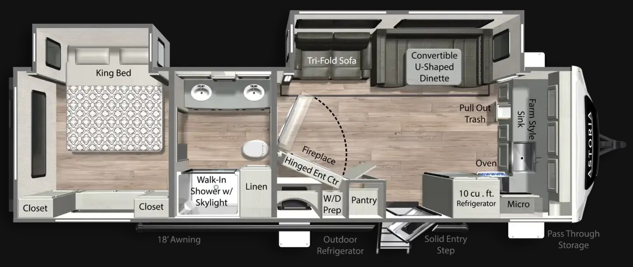 View 2025 Dutchmen Astoria 2913FK complete specs and manufacturer brochures