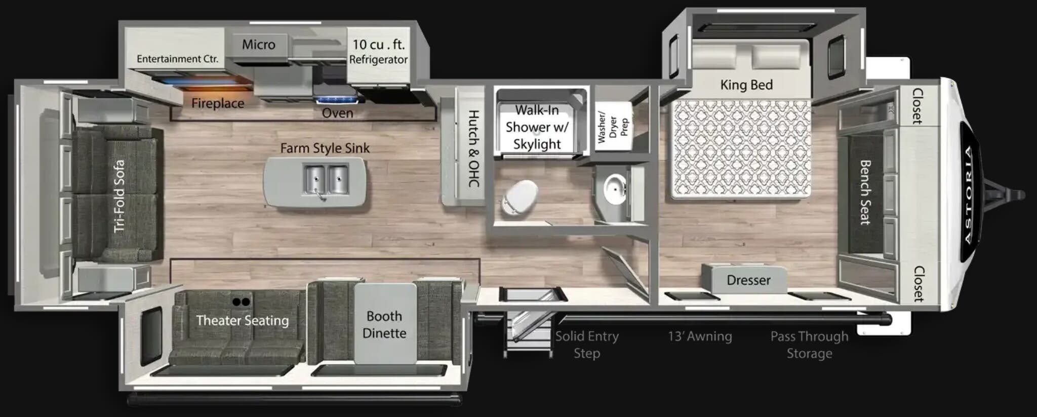 View 2025 Dutchmen Astoria 3313RL complete specs and manufacturer brochures