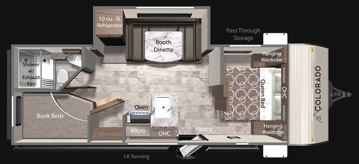 View 2025 Dutchmen Colorado 23BHC complete specs and manufacturer brochures