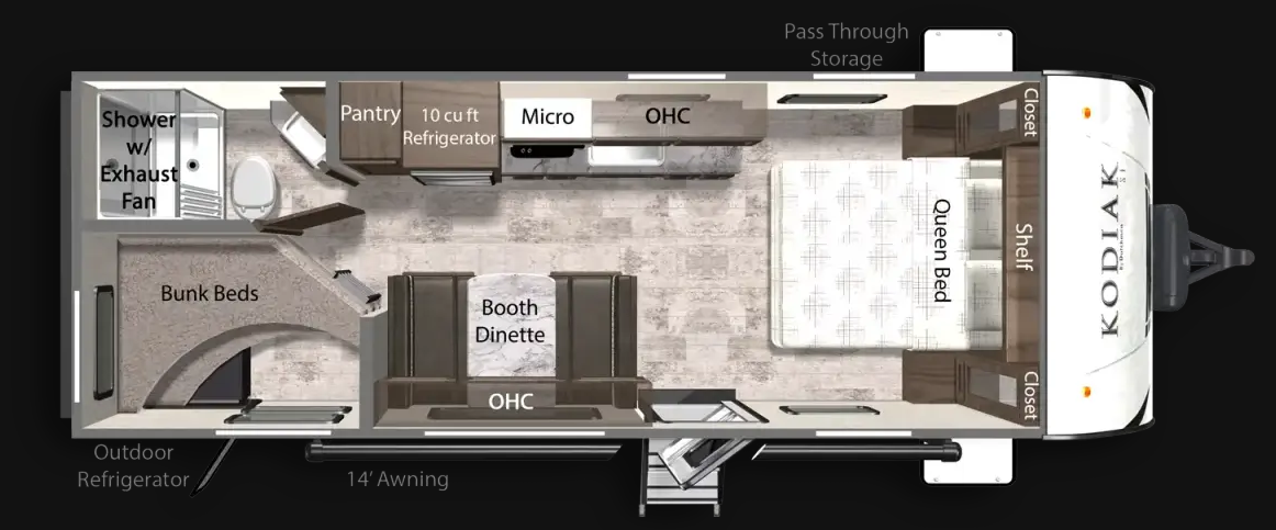 View 2025 Dutchmen Kodiak 220BHS complete specs and manufacturer brochures