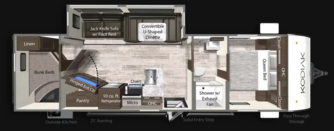View 2025 Dutchmen Kodiak 296BHSL complete specs and manufacturer brochures