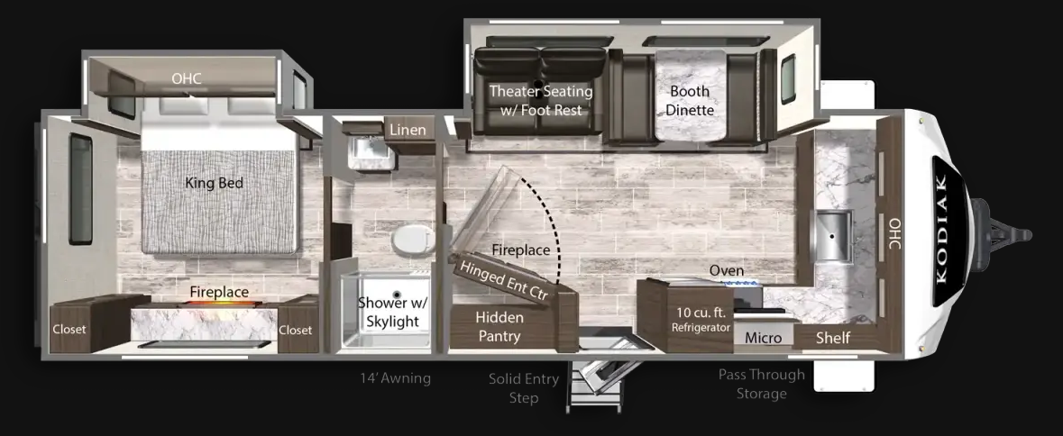 View 2025 Dutchmen Kodiak Ultimate 2921FKDS complete specs and manufacturer brochures