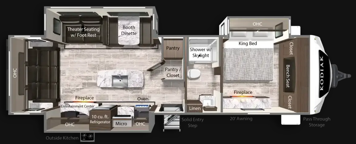 View 2025 Dutchmen Kodiak Ultimate 3221RLSL complete specs and manufacturer brochures