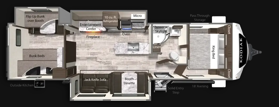 View 2025 Dutchmen Kodiak Ultimate 3321BHSL complete specs and manufacturer brochures