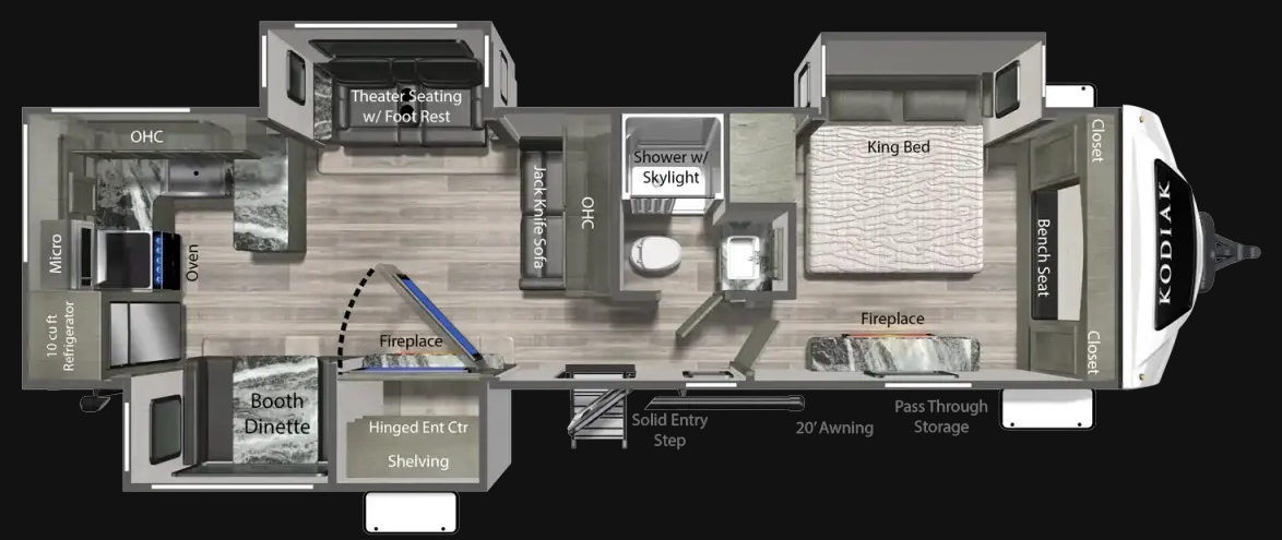 View 2025 Dutchmen Kodiak Ultimate 3361RKSL complete specs and manufacturer brochures
