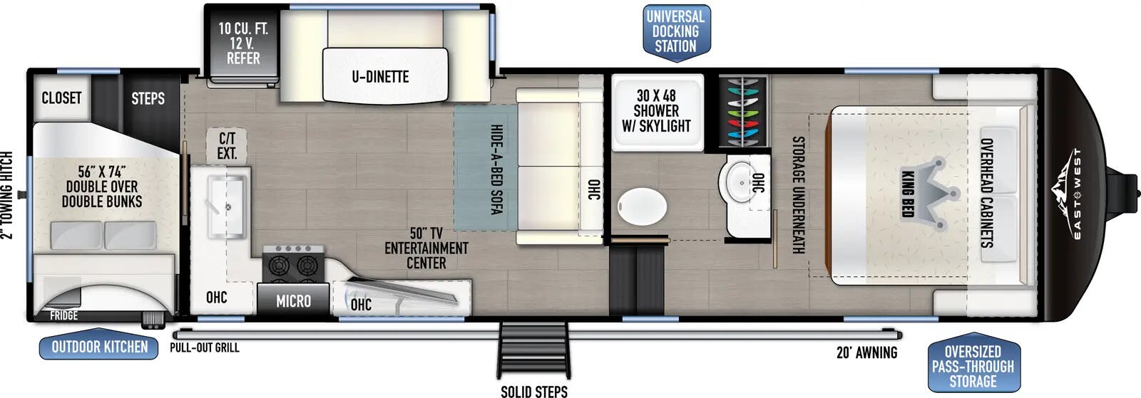 View 2025 East to West Blackthorn 27BH-OK complete specs and manufacturer brochures