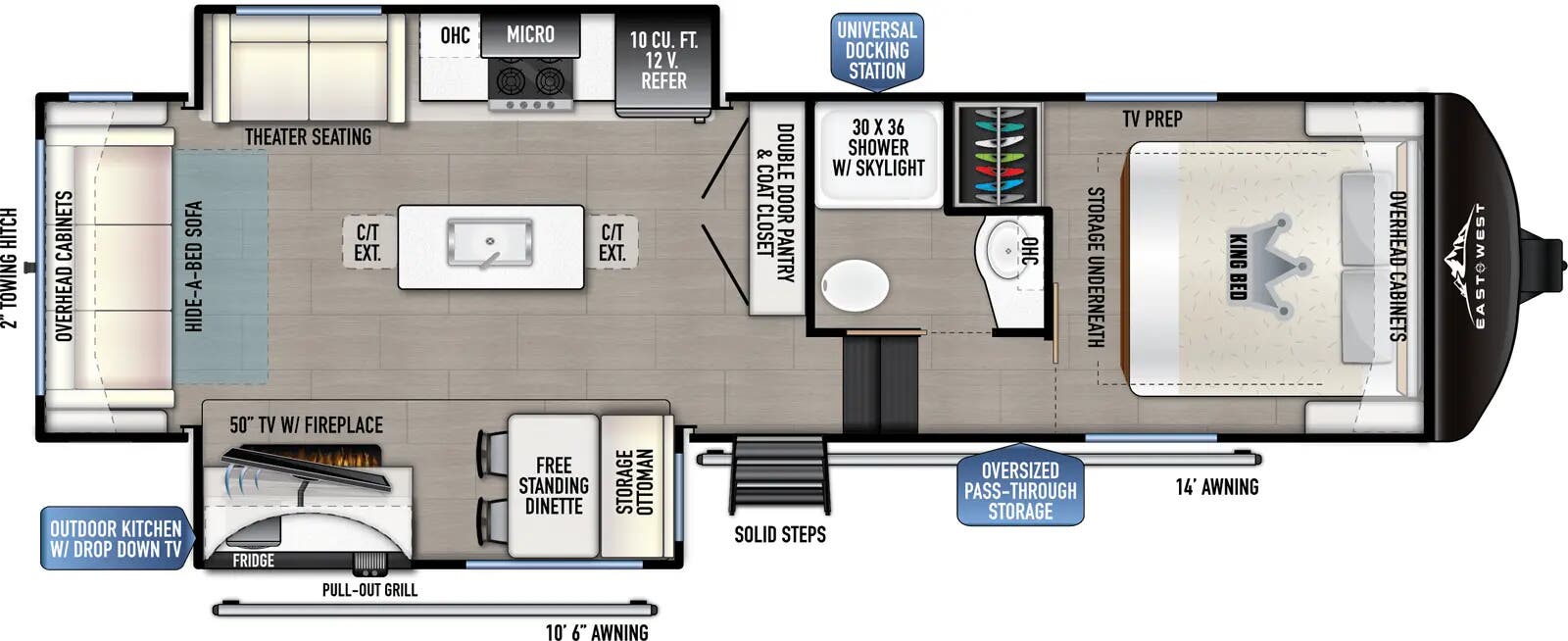View 2025 East to West Blackthorn 28RL-OK complete specs and manufacturer brochures
