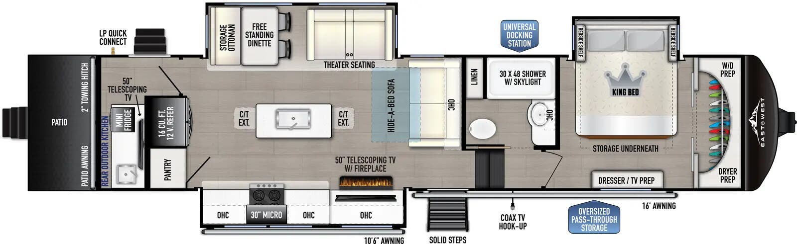 View 2025 East to West Blackthorn 3400R-OK complete specs and manufacturer brochures
