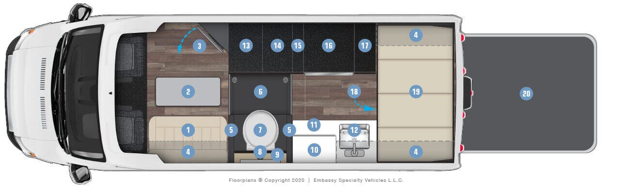 View 2025 Embassy RV Dolphin SL Base complete specs and manufacturer brochures
