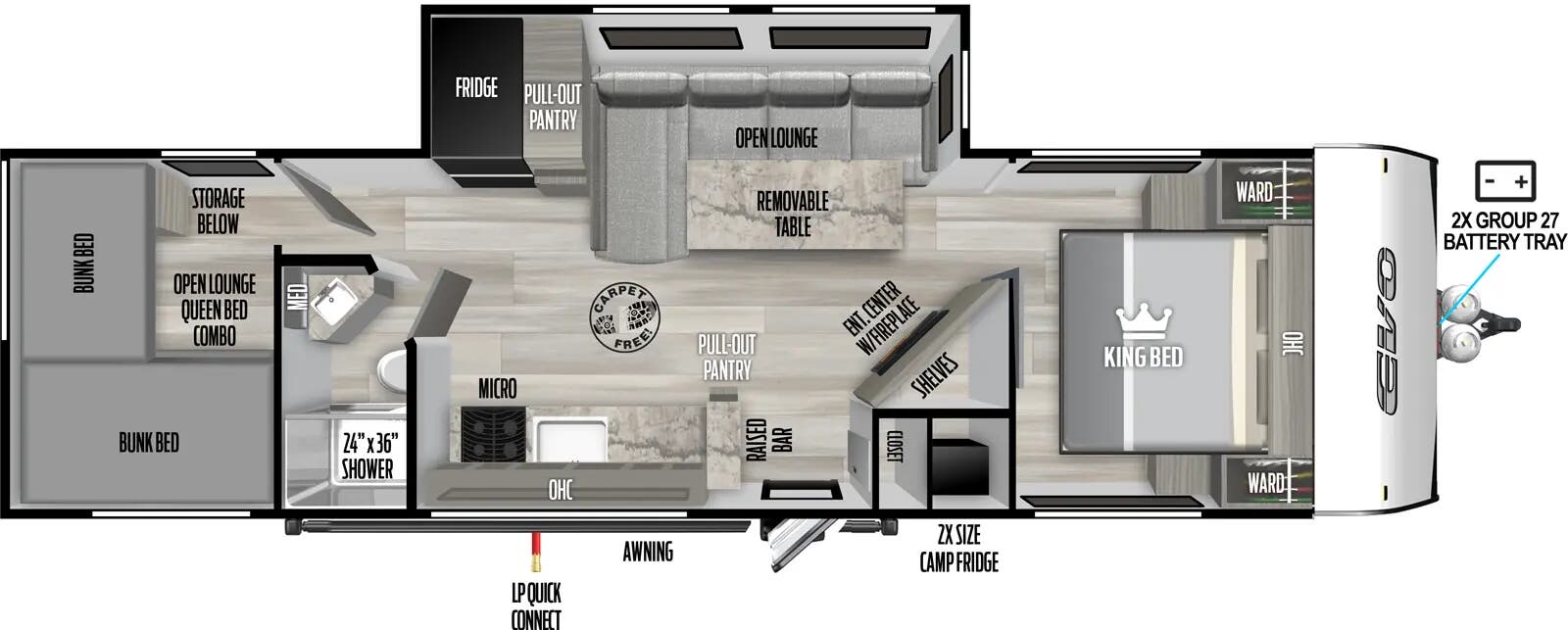 View 2025 Forest River EVO 28BH complete specs and manufacturer brochures