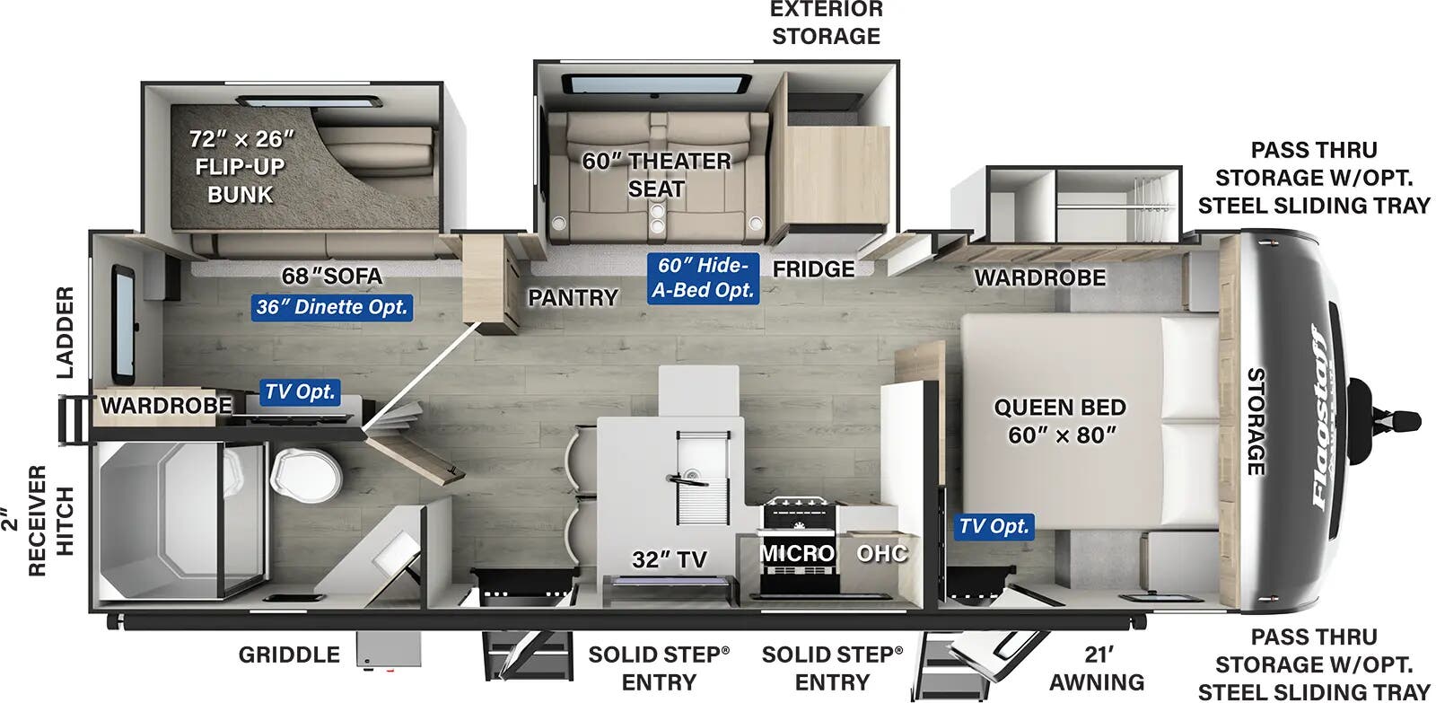 View 2025 Forest River Flagstaff Super Lite 26BHW complete specs and manufacturer brochures