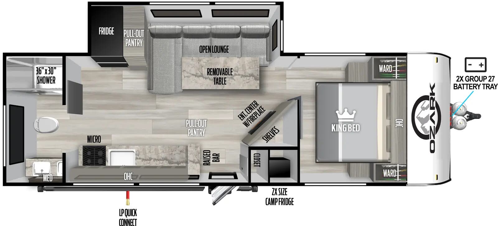 View 2025 Forest River Ozark 2730RBK Ascent complete specs and manufacturer brochures