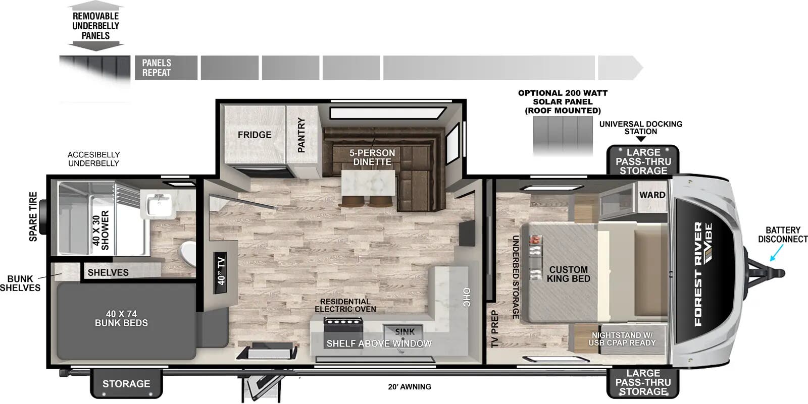 View 2025 Forest River Vibe 2500DB complete specs and manufacturer brochures