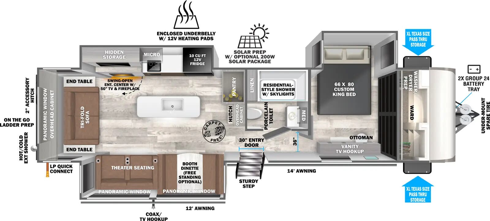 View 2025 Forest River Wildwood Heritage Glen 308RL complete specs and manufacturer brochures