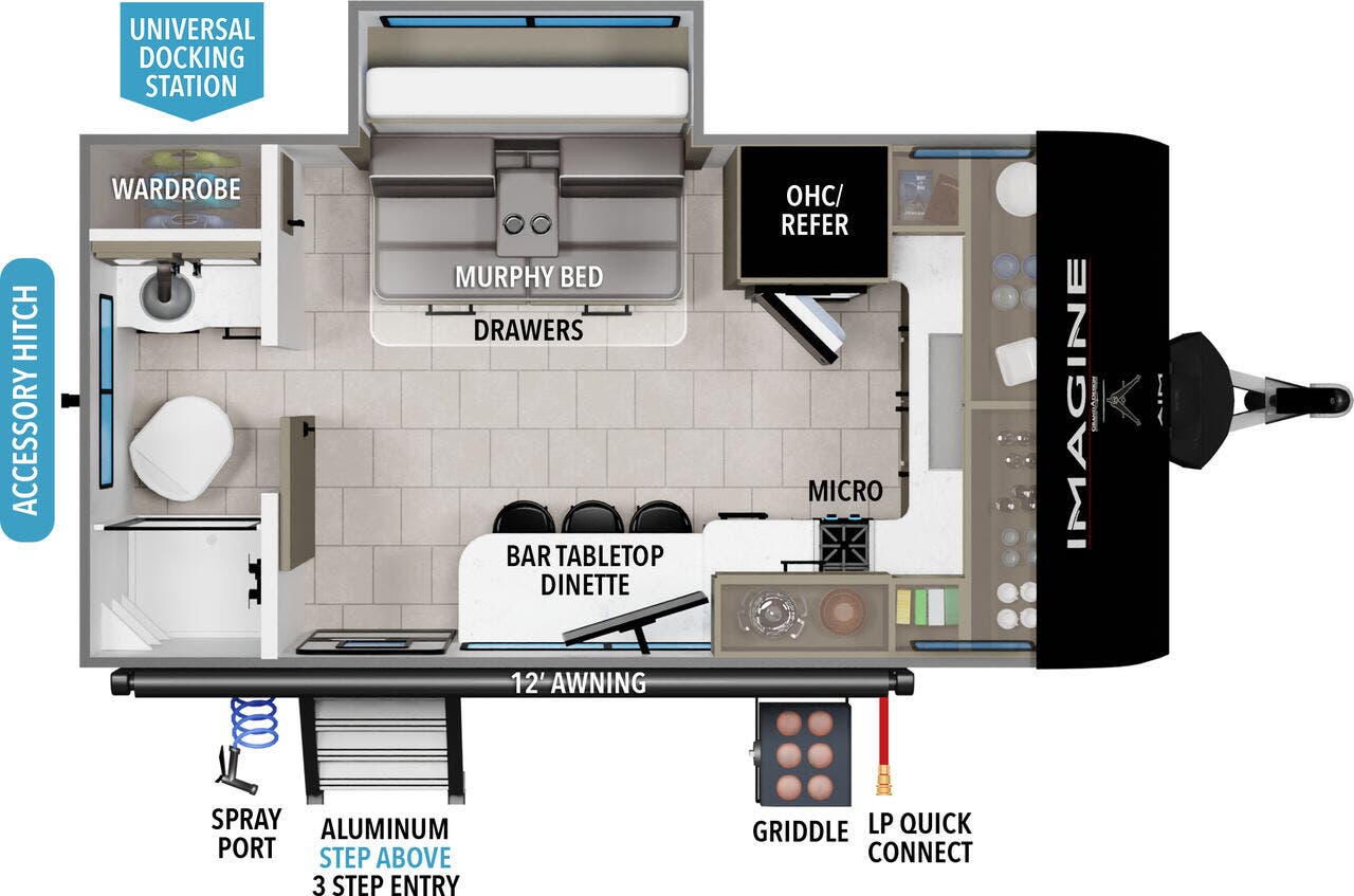View 2025 Grand Design Imagine AIM 14MS complete specs and manufacturer brochures