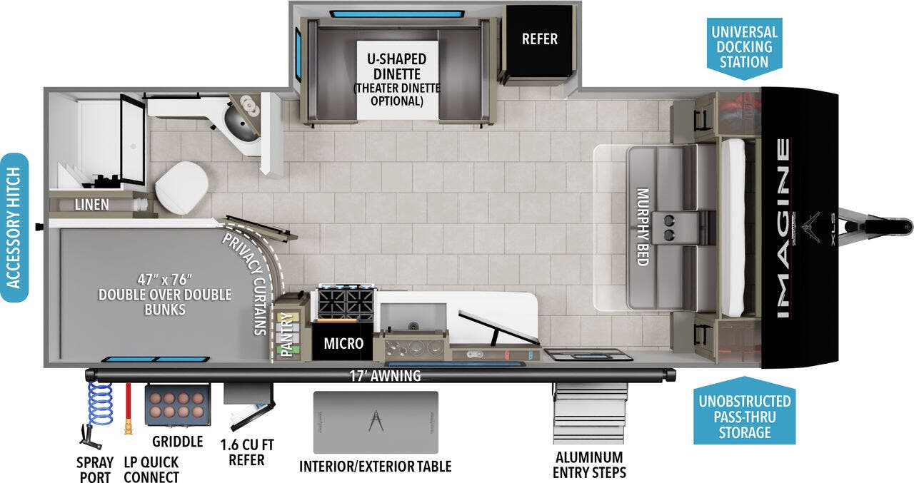 View 2025 Grand Design Imagine XLS 21MBE complete specs and manufacturer brochures