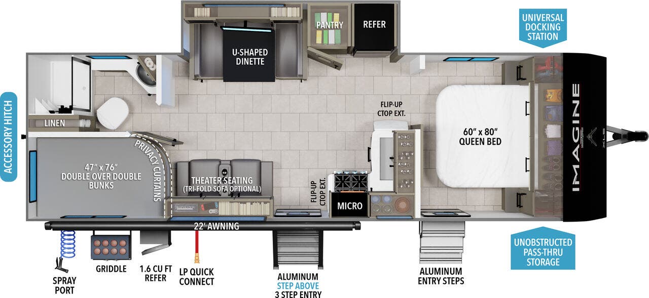 View 2025 Grand Design Imagine XLS 25DBE complete specs and manufacturer brochures