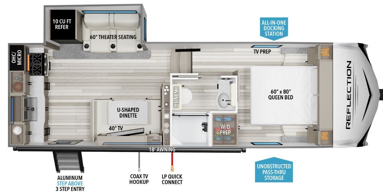 View 2025 Grand Design Reflection 100 Series 22RK complete specs and manufacturer brochures