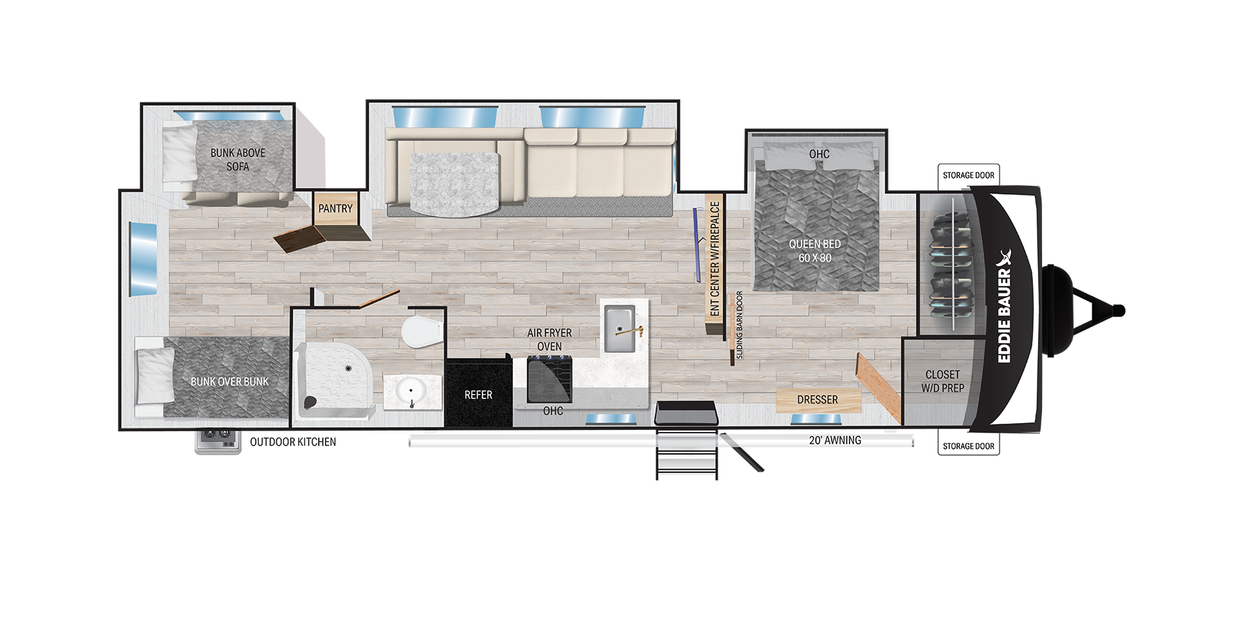 View 2025 Heartland Eddie Bauer 34BSBH complete specs and manufacturer brochures